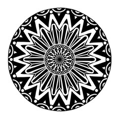 African mandala motif pattern. Illustration mandala geometric pattern black and white color african style isolated on white background. Use for coloring book elements, decorative elements, henna, etc.
