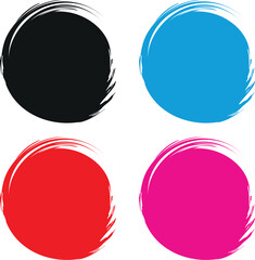 Colored circles painted with paint icon set. Colorful gradient Abstract grunge Logo circle Design Element, Daub with a brush symbol. Sign stain vector, vector illustration.