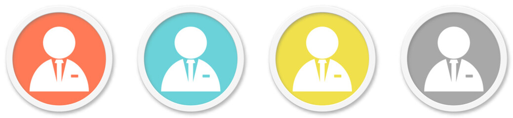 Business Person Icon - Symbol auf 4 runden Buttons