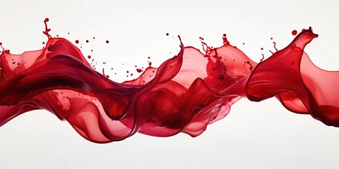 Schilderijen op glas Flowing velvet red wine splash frozen in an abstract futuristic texture isolated on a transparent background © Coosh448