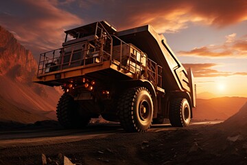 Fototapeta na wymiar Dump truck at a coal mining quarry.