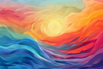 Abstract sunrise: anticipated transgender rebirth in colorful rainbow background - 4. Generative AI - obrazy, fototapety, plakaty