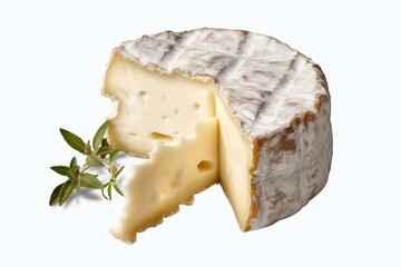 a single piece of brie cheese on a transparent background. Generative AI