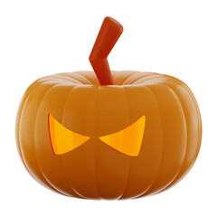 Premium scary pumpkin Halloween icon 3d rendering on isolated background
