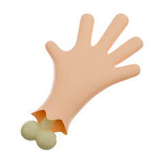 Premium cut hand Halloween icon 3d rendering on isolated background