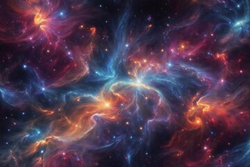 Abstract cosmos background with nebulae and galaxies