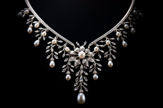 white gold necklace with beautiful gems