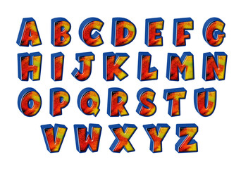 3D bundle alphabet line blue  with abstract texture