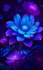 blue flower on black
