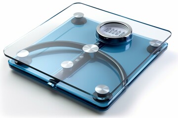 Description: weight scale for tracking diet progress, in blue color. Generative AI