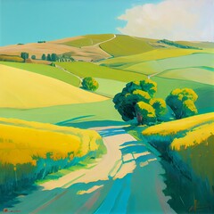 landscape with fields and sky