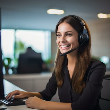 Service-Hotline: Kundenservice-Mitarbeiterin im Gespr&auml;ch