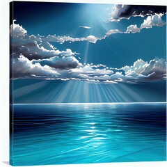 blue sky with clouds over the ocean