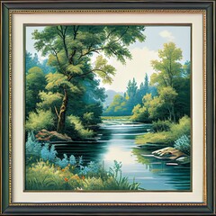 landscape with lake and forest