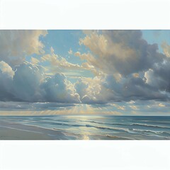 landscape with clouds and sun