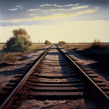 railroad tracks in the morning