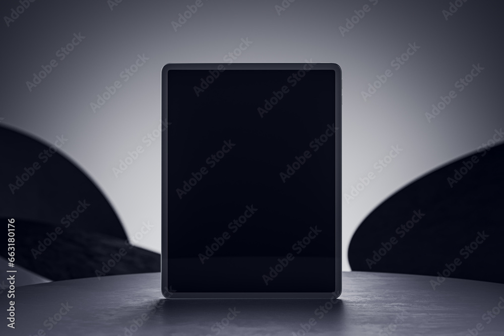 Aufkleber Empty digital pad on abstract background with mock up place for your product advertisement. Presentation concept. 3D Rendering.
