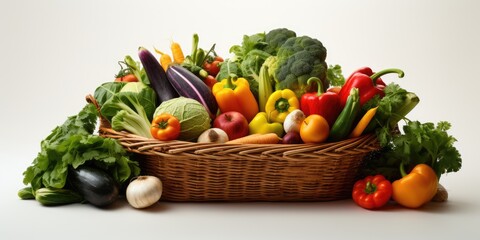 a picture of arrangement of fresh vegetables on a basket, AI Generative