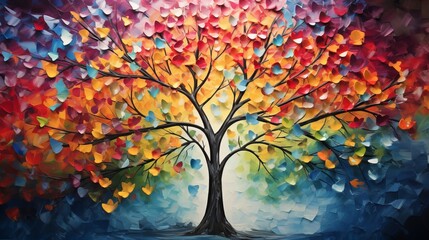 Photo of a vibrant autumn tree with colorful leaves