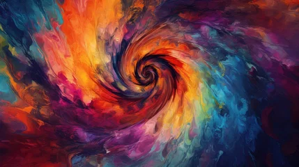 Wall murals Game of Paint Abstract background with spiral tie dye pattern featuring a rainbow, AI Generative