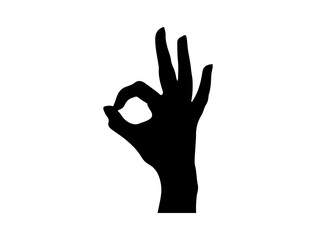 Hand gesture silhouette vector art white background