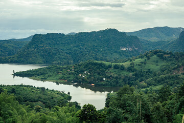 Naklejka na ściany i meble Beautiful view of Mae Suai reservoir (or Dammed valleys)