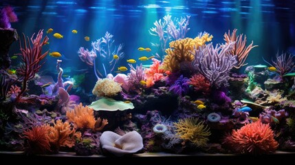 An exquisite aqua scape featuring a lush underwater garden with vibrant aquatic plants, AI Generative