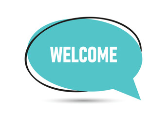Welcome speech bubble text. Hi There on bright color for Sticker, Banner and Poster. vector illustration.