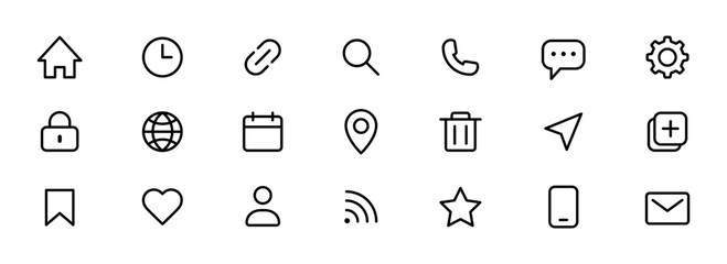 User interface vector icon. Web social media icon collection. User interface internet icons