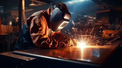 Photo of a skilled welder working on a metal fabrication project