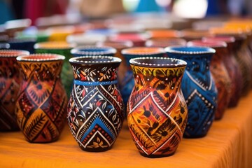 intricately painted pottery showcased at a cultural festival