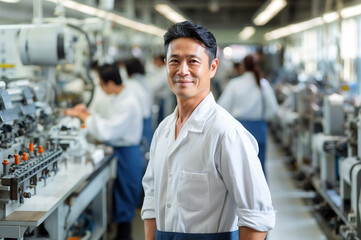 Fototapeta na wymiar Photo of Asian male in the factory