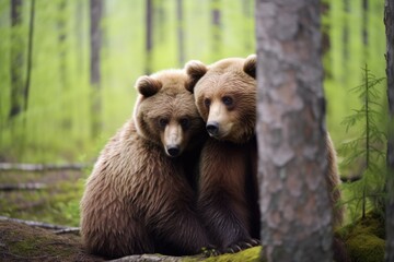 bears hugging in the forest show closeness