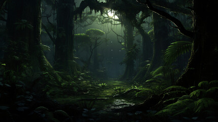 Night forest jungle dark