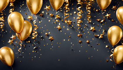 Gold balloons around. birthdays, celebrations etc.	 - obrazy, fototapety, plakaty
