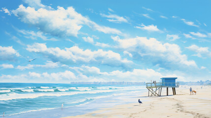 Fototapeta na wymiar Ocean beach blue sky