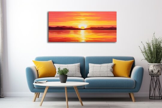 a painted sunrise on clear canvas