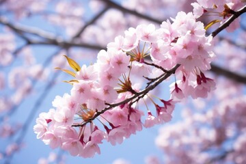 Obraz premium close up of blooming cherry blossom tree branches