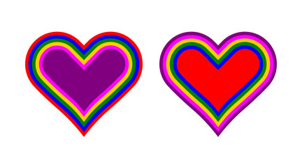 Colorful heart icons set. Love heart logos illustration vector isolated on white background.