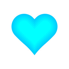 Light blue heart icon 3d. Health logo illustration vector isolated on white background.