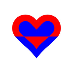 Red and blue love heart icon flat. Healthcare logo illustration vector isolated on white background.