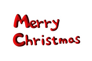 Merry Christmas written in a beautiful text on white background in red color lettering