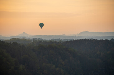 Hot Air Balloon Saxon at Overlook, Switzerland National Park, or Nationalpark Sächsische Schweiz