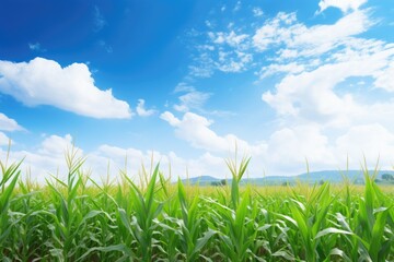 Obraz premium a field of corn ready for harvest under a sunny sky