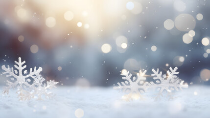 Fototapeta na wymiar Christmas winter blurred background