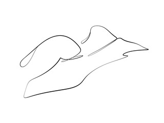 A woman's nude back is drawn in one line style. Body expression. Printable art.