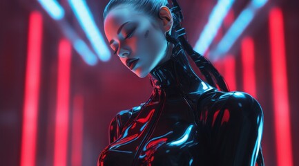 A sultry figure draped in latex captures the essence of the concert, embodying both the person and the music in a wild and fluid display of style