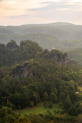 Rugged Rock Outcrops at an Overlook in Saxon Switzerland National Park, Nationalpark Sächsische Schweiz