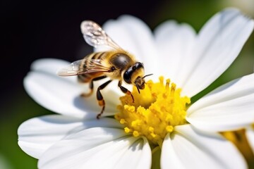 a close-up of a robust bee pollinating a flower