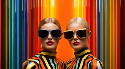 A fierce group of women stood confidently, donning stylish sunglasses and eye-catching eyewear, exuding a sense of power and fashion-forward flair
